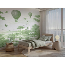 Yeşil ve Fildişi Safari Toile Kendinden Yapışkanlı Duvar Kağıdı Duvar Resmi - Özel Ölçü